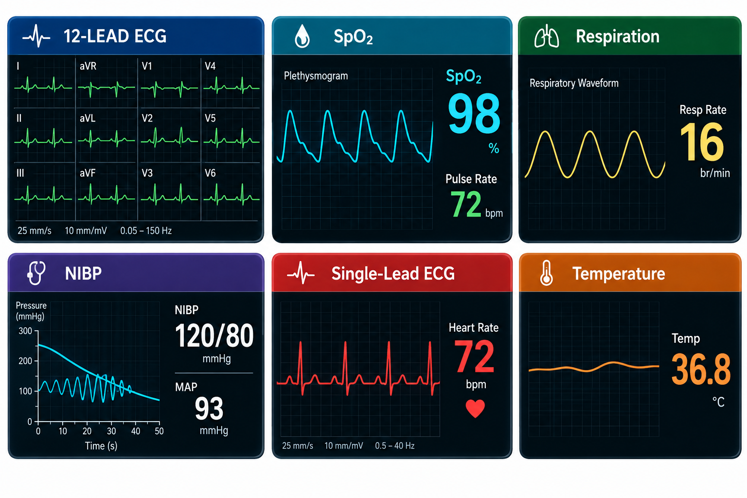 Summary of real-time vital signs monitoring dashboard